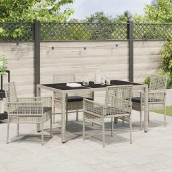 Ensemble de salle à manger pour jardin 5 pcs Gris clair 514895514895