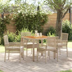 Ensemble de salle à manger pour jardin 5 pcs Beige polyrotin 514896514896