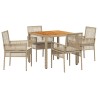 Ensemble de salle à manger pour jardin 5 pcs Beige polyrotin 514896514896