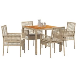 Ensemble de salle à manger pour jardin 5 pcs Beige polyrotin 514896514896