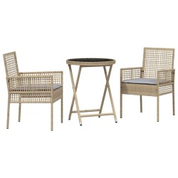 Ensemble bistro de jardin 3 pcs Beige polyrotin 514901514901