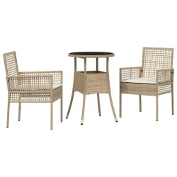 Ensemble de salle à manger pour jardin 3 pcs Beige polyrotin 514903514903