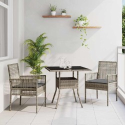 Ensemble de salle à manger pour jardin 3 pcs Gris polyrotin 514911514911