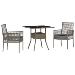 Ensemble de salle à manger pour jardin 3 pcs Gris polyrotin 514911514911