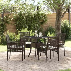 Ensemble de salle à manger pour jardin 5 pcs Marron polyrotin 514912514912