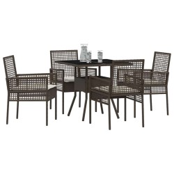 Ensemble de salle à manger pour jardin 5 pcs Marron polyrotin 514912514912