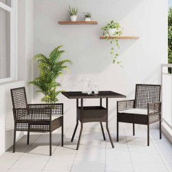 Ensemble de salle à manger pour jardin 3 pcs Marron polyrotin 514913514913