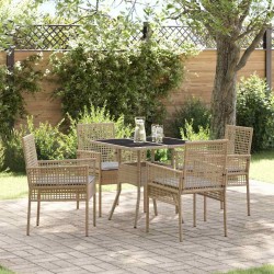 Ensemble de salle à manger pour jardin 5 pcs Beige polyrotin 514914514914