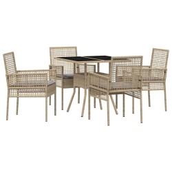 Ensemble de salle à manger pour jardin 5 pcs Beige polyrotin 514914514914