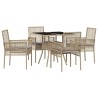 Ensemble de salle à manger pour jardin 5 pcs Beige polyrotin 514914514914