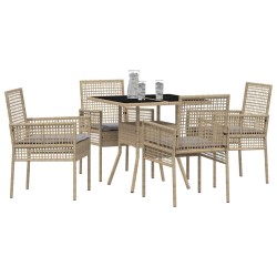 Ensemble de salle à manger pour jardin 5 pcs Beige polyrotin 514914514914