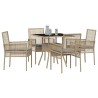 Ensemble de salle à manger pour jardin 5 pcs Beige polyrotin 514914514914