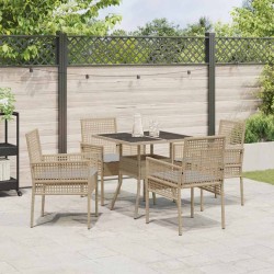 Ensemble de salle à manger pour jardin 5 pcs Beige polyrotin 514914514914