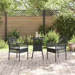 Ensemble de salle à manger pour jardin 3 pcs Noir polyrotin 514915514915