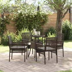 Ensemble de salle à manger pour jardin 5 pcs Marron polyrotin 514918514918