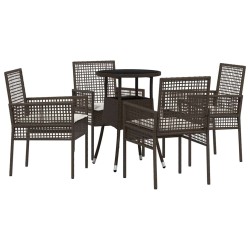 Ensemble de salle à manger pour jardin 5 pcs Marron polyrotin 514918514918