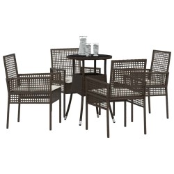 Ensemble de salle à manger pour jardin 5 pcs Marron polyrotin 514918514918