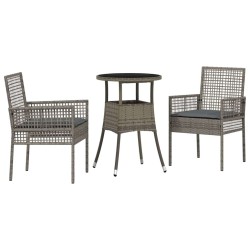 Ensemble de salle à manger pour jardin 3 pcs Gris polyrotin 514919514919