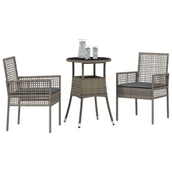Ensemble de salle à manger pour jardin 3 pcs Gris polyrotin 514919514919