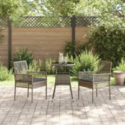 Ensemble de salle à manger pour jardin 3 pcs Gris polyrotin 514919514919