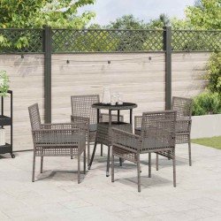 Ensemble de salle à manger pour jardin 5 pcs Gris polyrotin 514920514920