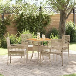 Ensemble de salle à manger pour jardin 5 pcs Beige polyrotin 514921514921