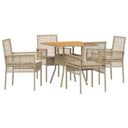 Ensemble de salle à manger pour jardin 5 pcs Beige polyrotin 514921514921