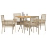 Ensemble de salle à manger pour jardin 5 pcs Beige polyrotin 514921514921
