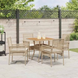 Ensemble de salle à manger pour jardin 5 pcs Beige polyrotin 514921514921