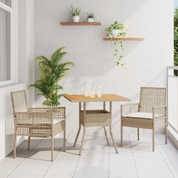 Ensemble de salle à manger pour jardin 3 pcs Beige polyrotin 514922514922
