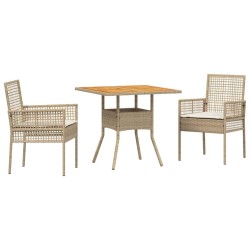 Ensemble de salle à manger pour jardin 3 pcs Beige polyrotin 514922514922