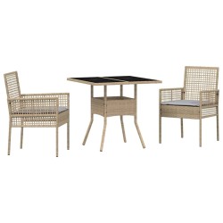 Ensemble de salle à manger pour jardin 3 pcs Beige polyrotin 514924514924