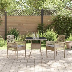Ensemble de salle à manger pour jardin 3 pcs Beige polyrotin 514924514924