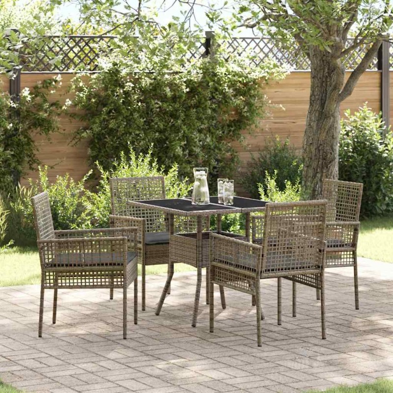 Ensemble de salle à manger pour jardin 5 pcs Gris polyrotin 514925514925