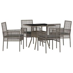 Ensemble de salle à manger pour jardin 5 pcs Gris polyrotin 514925514925