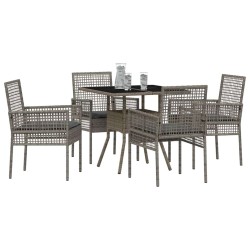 Ensemble de salle à manger pour jardin 5 pcs Gris polyrotin 514925514925