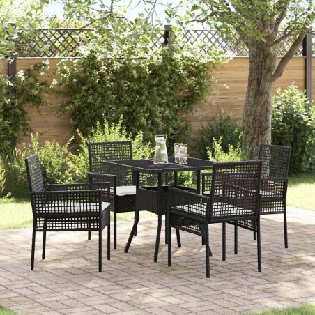 Ensemble de salle à manger pour jardin 5 pcs Noir polyrotin 514927514927