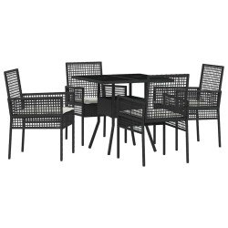 Ensemble de salle à manger pour jardin 5 pcs Noir polyrotin 514927514927