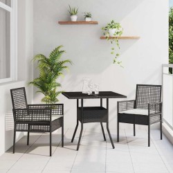 Ensemble de salle à manger pour jardin 3 pcs Noir polyrotin 514928514928