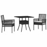 Ensemble de salle à manger pour jardin 3 pcs Noir polyrotin 514928514928