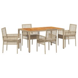 Ensemble de salle à manger pour jardin 5 pcs Beige polyrotin 514929514929