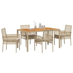 Ensemble de salle à manger pour jardin 5 pcs Beige polyrotin 514929514929