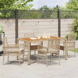 Ensemble de salle à manger pour jardin 5 pcs Beige polyrotin 514929514929