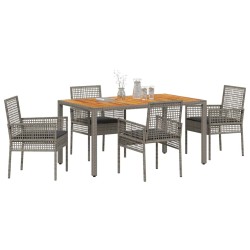 Ensemble de salle à manger pour jardin 5 pcs Gris polyrotin 514931514931