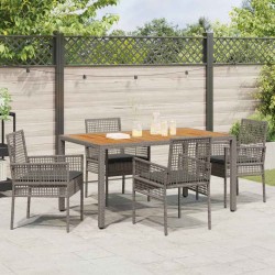 Ensemble de salle à manger pour jardin 5 pcs Gris polyrotin 514931514931