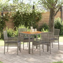 Ensemble de salle à manger pour jardin 5 pcs Gris polyrotin 514932514932