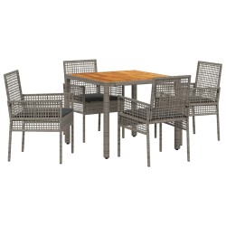 Ensemble de salle à manger pour jardin 5 pcs Gris polyrotin 514932514932