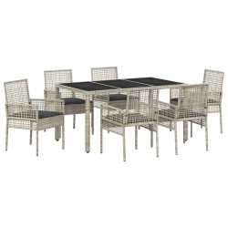 Ensemble de salle à manger pour jardin 7 pcs Gris clair 514933514933