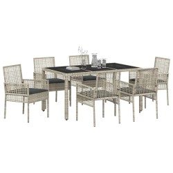 Ensemble de salle à manger pour jardin 7 pcs Gris clair 514933514933