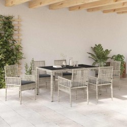 Ensemble de salle à manger pour jardin 7 pcs Gris clair 514933514933